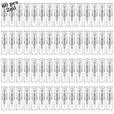 60 Pcs Mini Spray Bottles 2ml, Refillable Glass Atomizer for Travel, Perfume