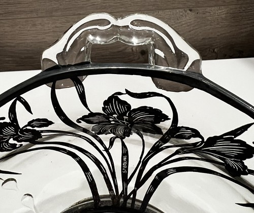 Vintage Oval Shaped Sterling Silver Overlay Floral Design Serving Bowl 11.5 Long - Picture 15 of 17