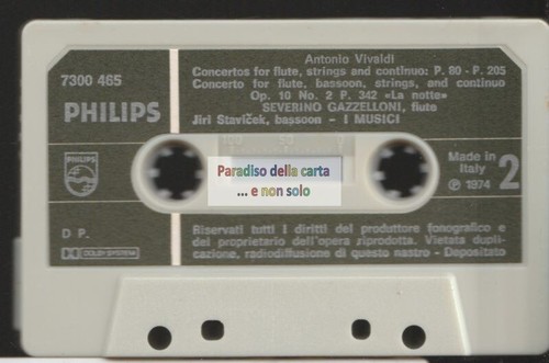 ANTONIO VIVALDI CONCERTO PER FLAUTO, GAZZELLONI - PHILIPS 7300 465 MUSICASSETTA - Picture 2 of 2