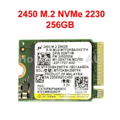 Micron 2450 M.2 M-Key PCIe 4x4 NVMe 2230 SSD 512GB 1TB Surface Pro
