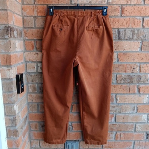 Pantalones al tobillo informales Karen Scott para mujer 100 % algodón marrón canela talla 16 - Imagen 9 de 9