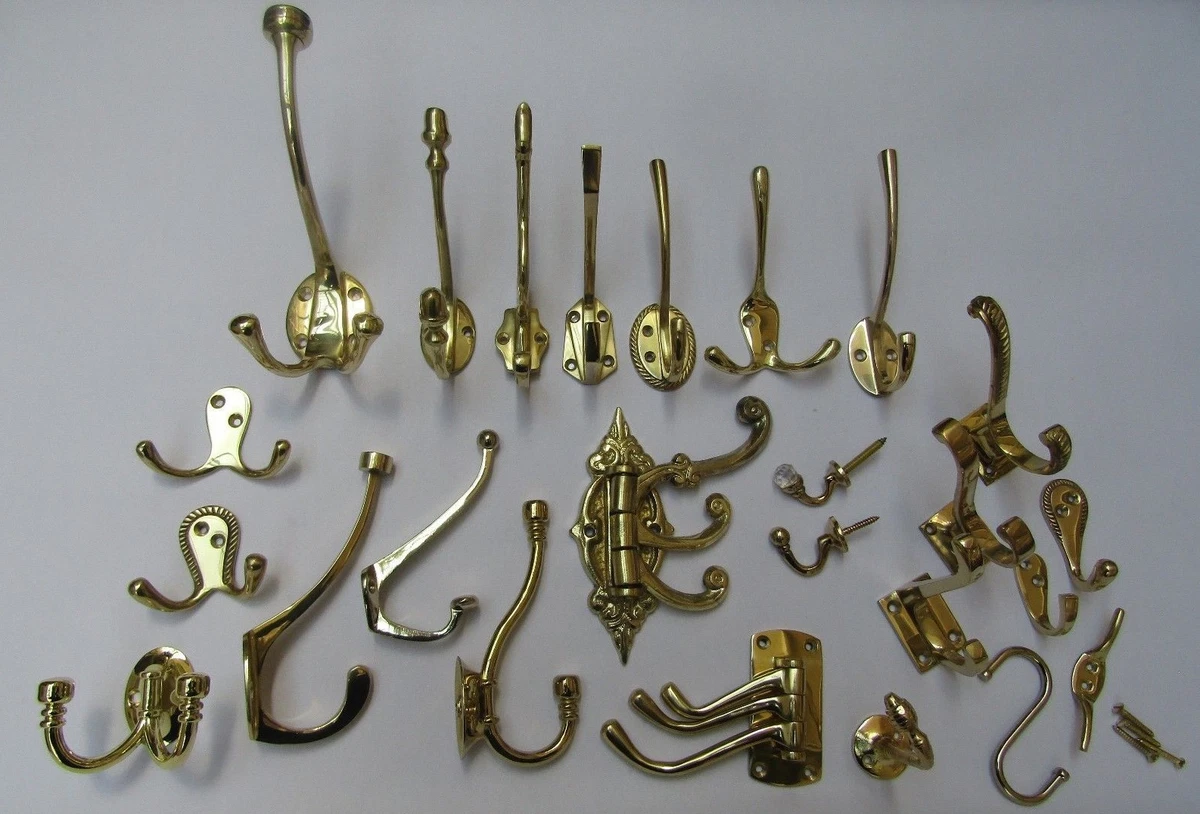 BRASS HAT AND COAT HOOKS HANGING HOOK PEG HANGER BEDROOM HALLWAY