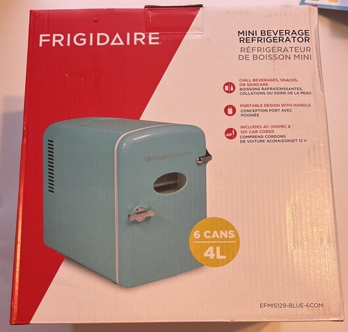 Frigidaire EFMIS129 in Blue Portable Retro 6 Can Mini Beverage Refrigerator, NEW - Picture 2 of 2