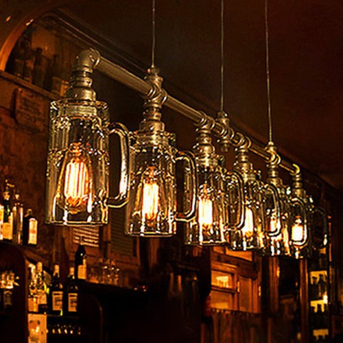 Industrial Steampunk Island Light Bottle Design Pendant Chandelier Light for Bar - Picture 1 of 6