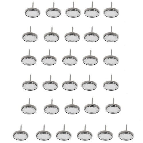25pcs Crystal Nails Tack for Sofa Headboard Upholstery Decoration 2cm Silver - Picture 2 of 7