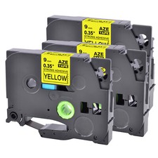 3PK Extra Adhesive Black on Yellow Label Tape For Brother TZ TZe S621 9MM  