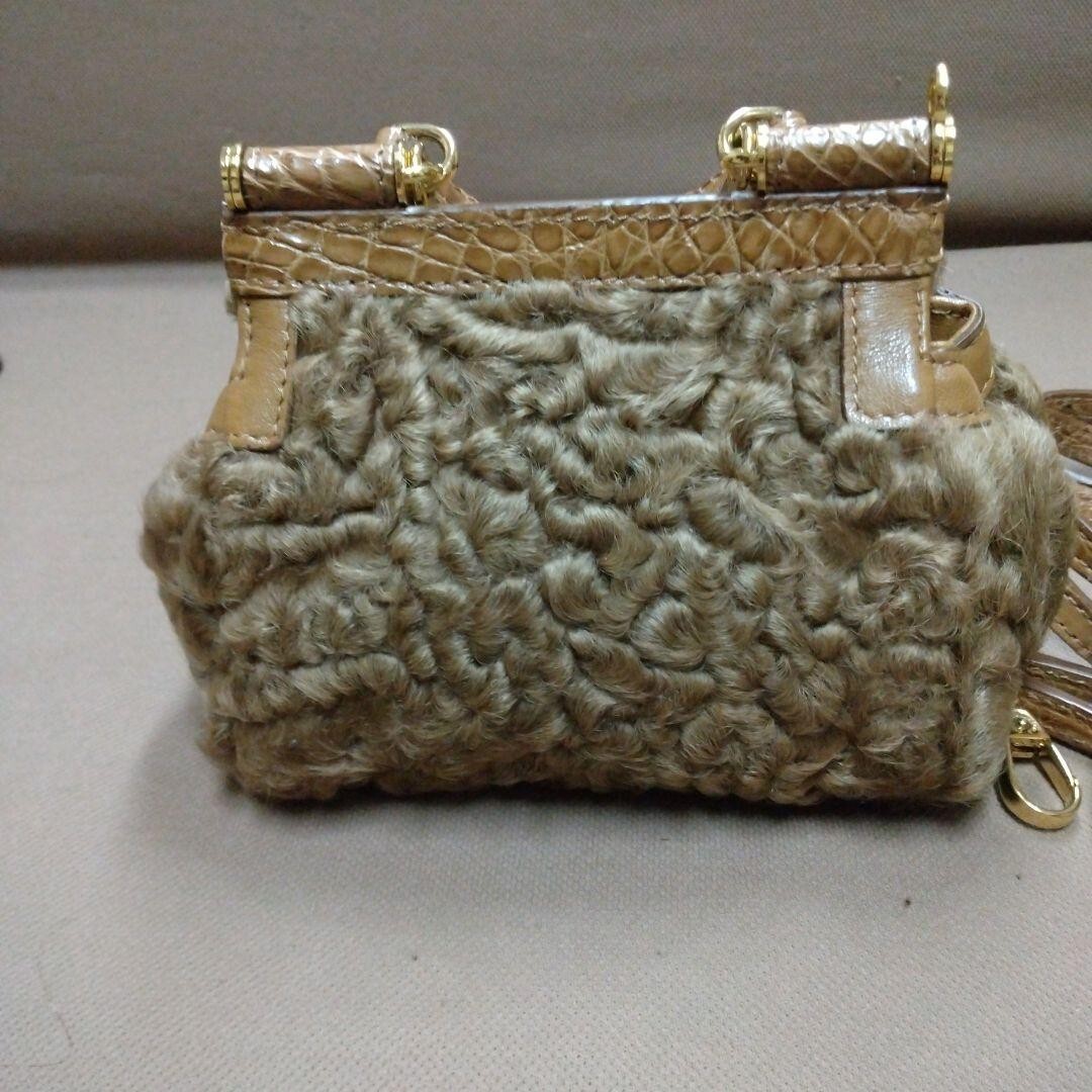DOLCE & GABBANA Fur Mini Crossbody Bag Brown Used eBay