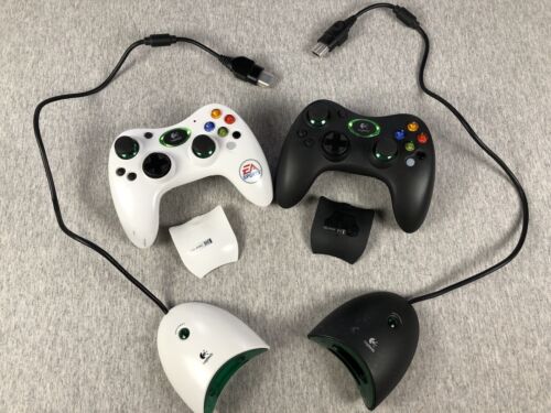Logitech XBOX Cordless Precision Controllers & Dongles - EA Sports White - Black - Picture 1 of 19