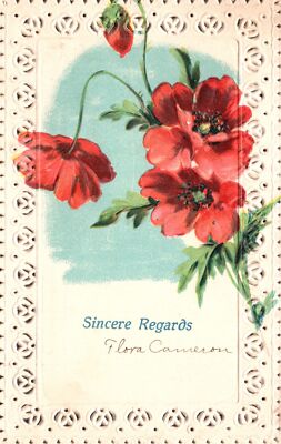 Sincere Regards From Flora Cameron Flower Bouquet With Border Vintage Postcard