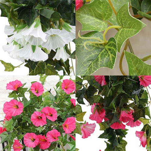 Artificial Vines Flowers Morning Glory Hanging Plants Fake Green Plant Home... - Picture 12 of 24