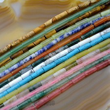 4x13mm Natural Jasper Tube Gemstone Beads 16" Pick Stone