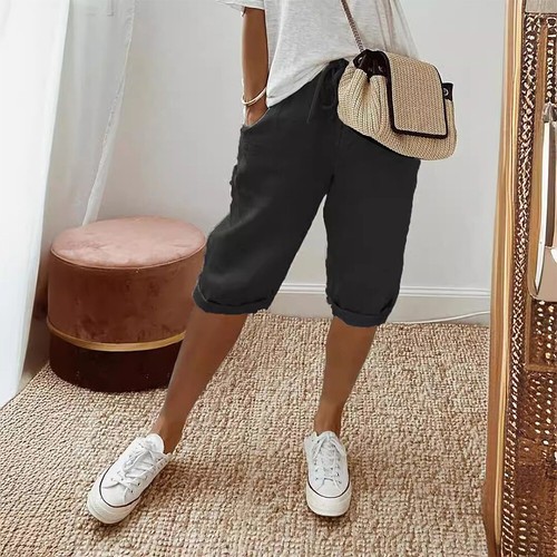 Women Sweat Shorts Pockets Athletic Lounge Sports Workout Knee Trousers - Picture 12 of 28