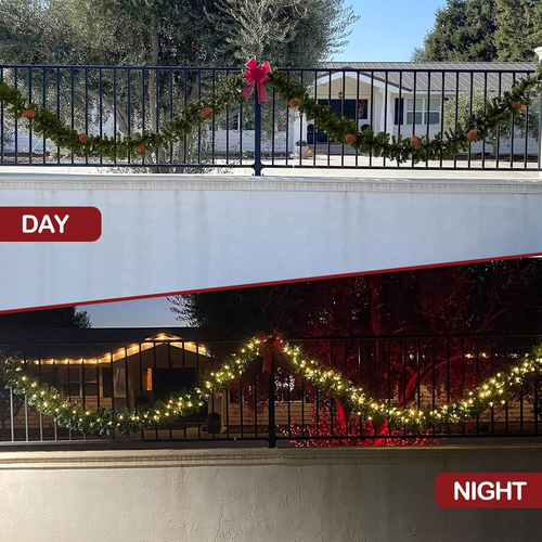 9FT Christmas Garland Pre-Lit 50LED Lights Holiday Artificial Decor for Stairs M - Picture 3 of 7