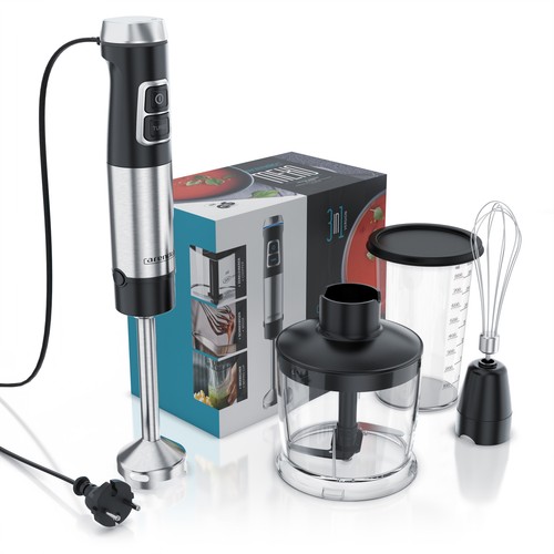 Arendo Edelstahl Stabmixer 1200 Watt vierflügeliges Messer Handmixer Schwarz - Bild 7 von 7