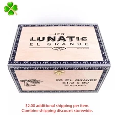Lunatic El Grande Maduro Empty Wood Cigar Box 9.25" x 6.25" x 5.25"
