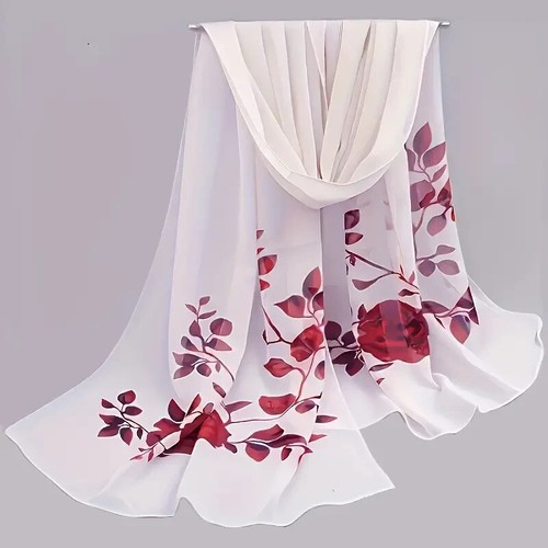 Lightweight Sheer Scarf 59x19" Floral Chiffon Neck Hair Shawl New Free Ship 4378 - Picture 2 of 2