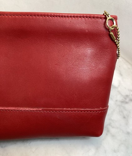 Vintage COACH Red Leather Clutch Make Up Cosmetic Bag Case USA - Picture 2 of 17