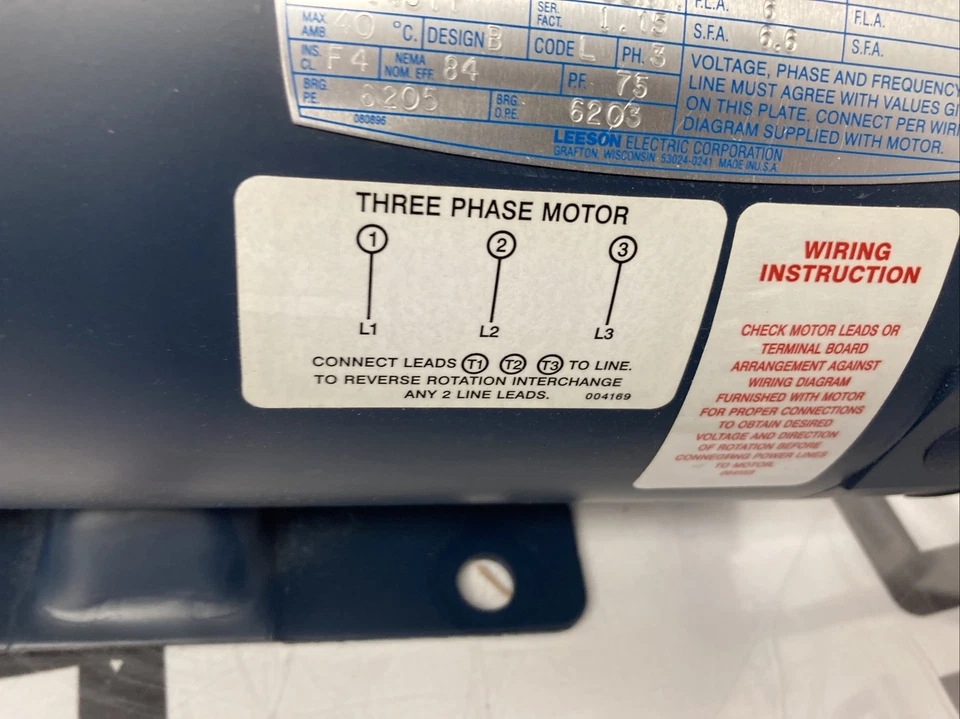 Leeson C145T17XKA 120038.00 2Hp Motor AC 208-230/460 V 1800 Rpm 4P 145TC 3 Ph - Image 3 of 4