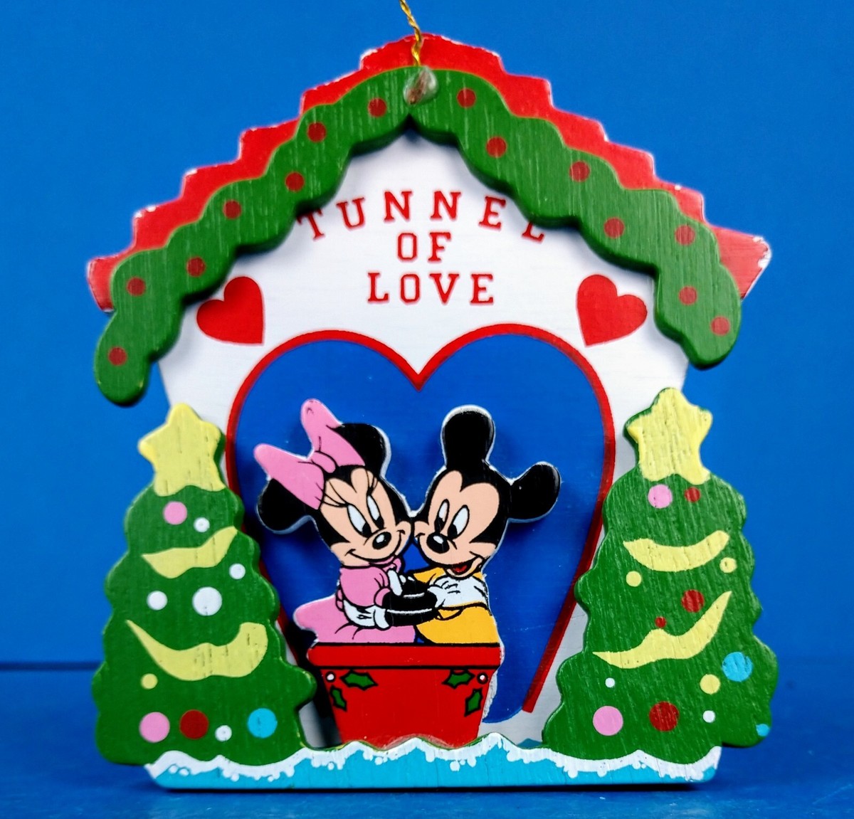 Disney TUNNEL OF LOVE Mickey Mouse & Minnie Mouse Wooden Christmas