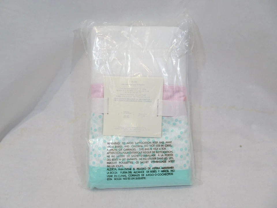 NUEVO Pottery Barn Bebé Maya Diente de León Cuna Falda Floral Rosa Blanco Algodón Menta Foto 4 de 4