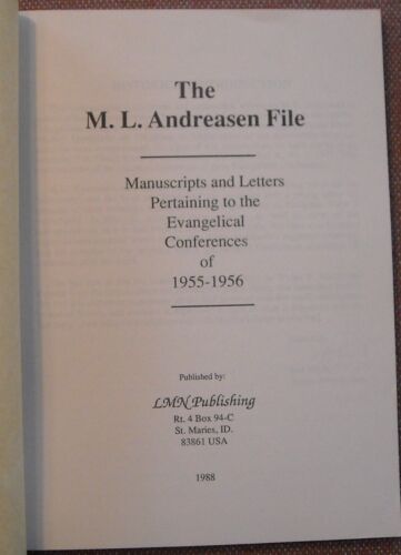 M L ANDREASEN FILE MANUSCRIPTS LETTERS PERTAINING TO EVANGELICAL CONF 1955-1956 - Foto 2 di 4