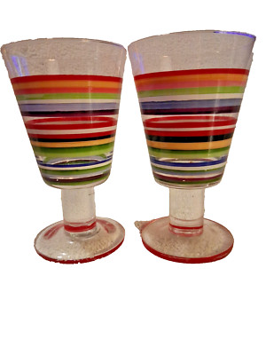 1970 ish Fiestaware mambo stripped   Multi-colored 6.5'' goblets
