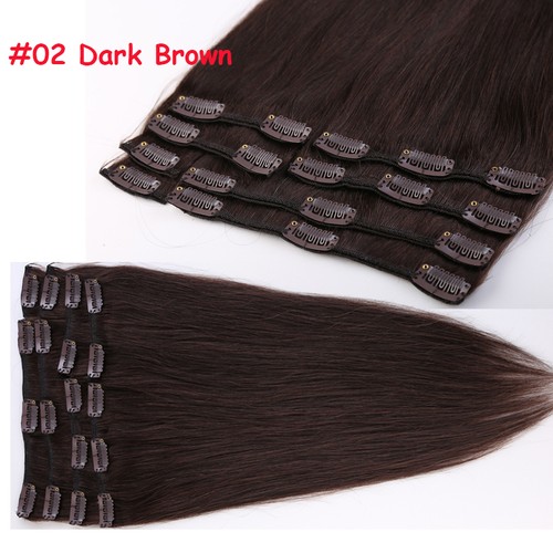 7PCS Real Clip in Remy Human Hair Extensions 70g-120g Straight Full Head US B321 - Picture 8 of 27