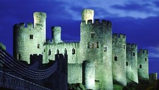 Landscape architecture castle wales uk night tower Custom Gaming Mat Desk