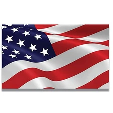 Waving American Flag Magnet Decal, 5x8 In, Red, White, Blue, Automotive Magnet