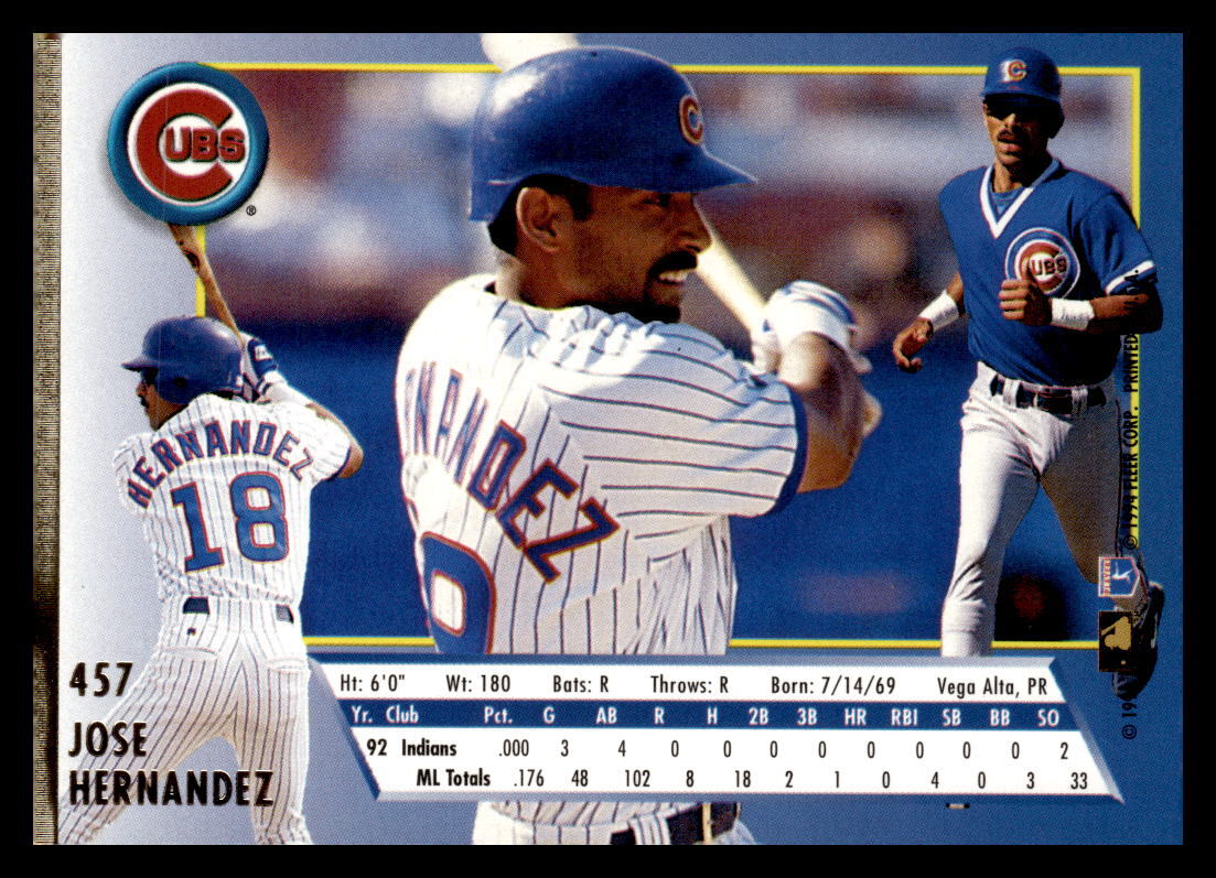 1994 Ultra #457 Jose Hernandez Chicago Cubs Baseball Card | eBay