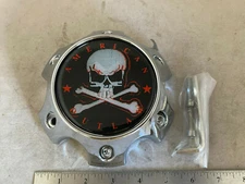 Red Logo American Outlaw Rim Chrome Wheel Hub Cover Center Cap BC-789S 6 Lug
