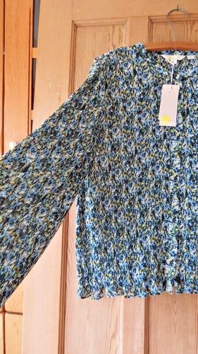 BNWT Boden Plisse Pleat Blouse Sz 20 Linseed Painterly Floral - Picture 6 of 10