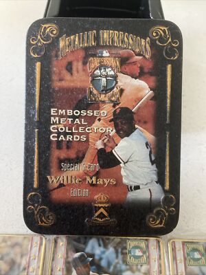 Willie Mays Metallic Impressions Cooperstown Collection Cards Tin