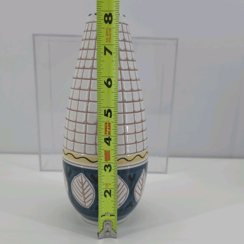 MCM Elle Keramikk Vase 8" skandinavische Boho Keramik geätzt handbemalt Blatt - Bild 2 von 6