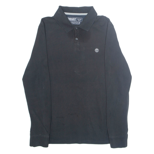 TIMBERLAND Slim Fit Mens Polo Shirt Black Long Sleeve M