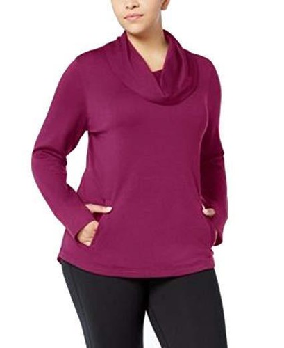 Ideology Women's Plus Size Cowl-Neck Top Pretty Plum, Size 1X - Picture 2 of 3