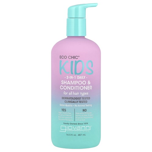 Eco Chic® Kids, 2-In-1 Daily Shampoo & Conditioner, For All Hair Types, 16.5 fl