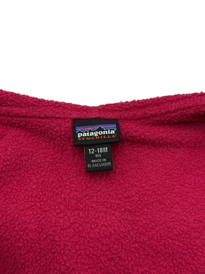 Patagonia Girls Synchilla Zip Hoodie Fleece Pullover Size 12-18 Months - Imagem 4 de 4