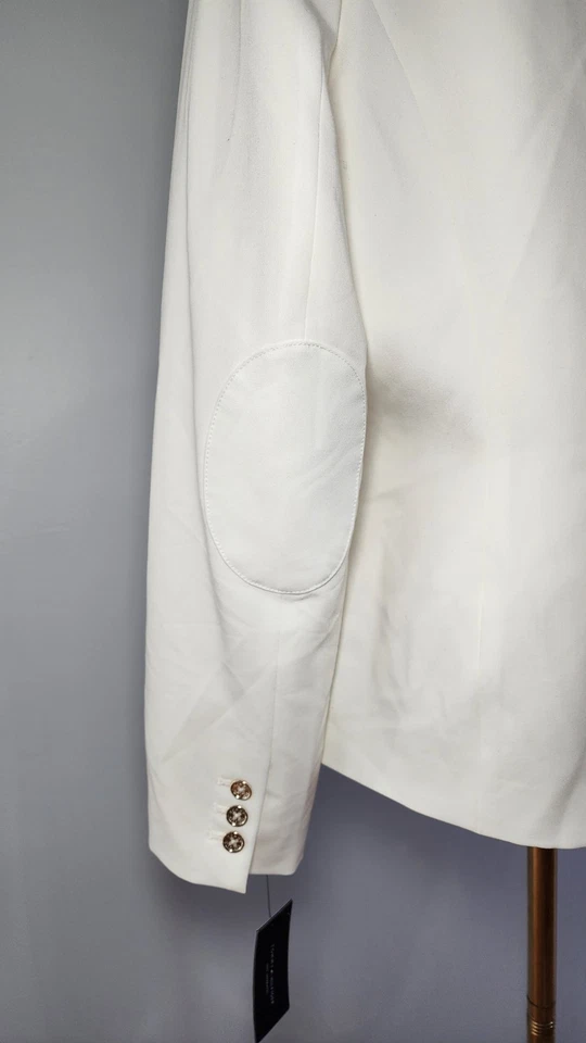Tommy Hilfiger Mujer Blazer Elegante Chaqueta de Negocios Botón Único Blanco Talla 12 Foto 4 de 4