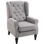 Wingback Accent Chair Retro Upholstered Button Tufted Occasional Chair Wooden