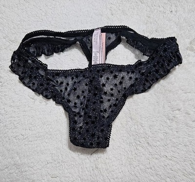 S Victoria's Secret VS Picot Sexy Soft Ruffle Mesh Thong Bikini Cheeky Panties