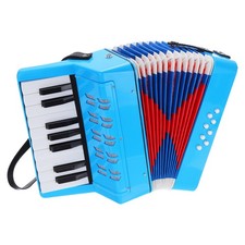 Accordion 17 Keys 8 Bass Button Accordion Toy Mini Musical Instrument Light Blue