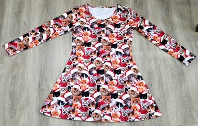 Tipsy Elves Meowy Catmus Ugly Christmas Dress Cats Santa Holiday Party Medium 