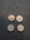4 Beautiful VF ++ 1917 Silver Mercury Dimes