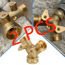 3/4" Solid Brass Double 2 Way Tap Garden Connector Adaptor Hose Splitter****
