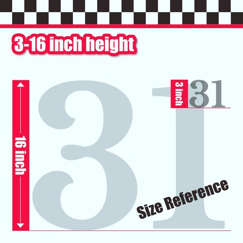 3" 6" 8" 10" 12" Altura Negro 3 Dígitos Número Individual Pegatinas 3 piezas 1117S - Imagen 5 de 6