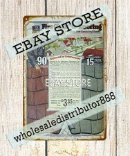 1918 Fire Chief shingle roll Roofing built modern homes Sears Roebuck tin sign