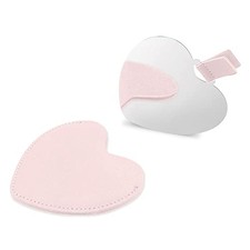 Compact Stainless Steel Mirror, Heart Shaped Shatterproof Pocket Mirror Pink