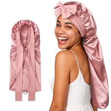 Silk Bonnet for Sleeping Women, 22 Momme Mulberry Real Silk, Long Hair Bonnet...