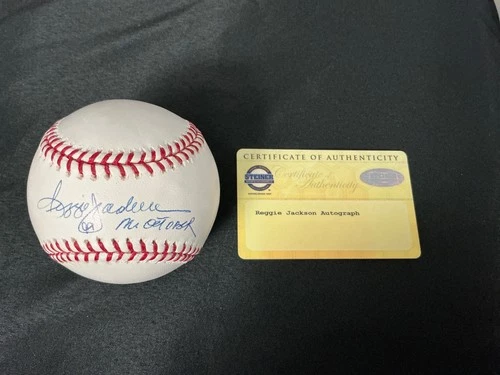 REGGIE JACKSON INSCRIBED New York Yankees Signed Rawlings OML Baseball Steiner